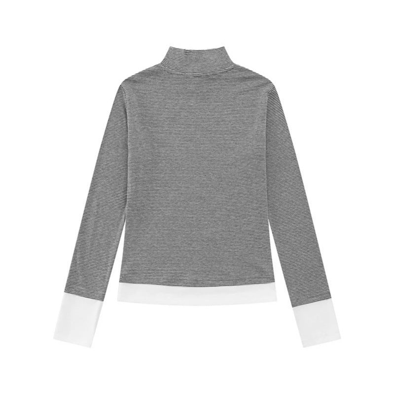 Damen Rollkragen-Langarmshirt mit Kontrastabschlüssen Echoarchiv
