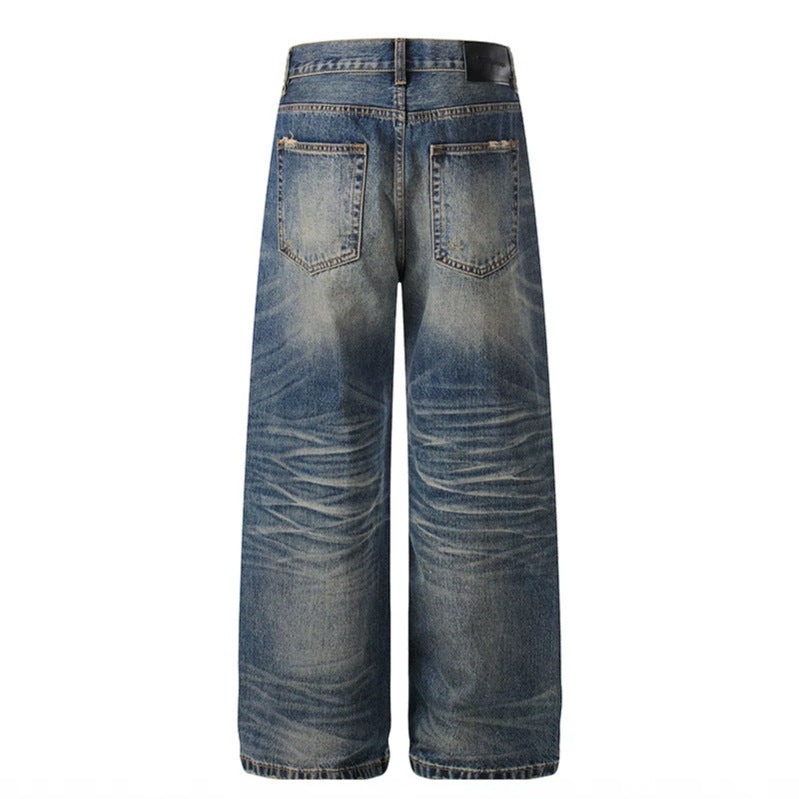 Damen Hochtaillierte weite Denim-Culotte mit Used‑Wash und ausgestellter Silhouette Echoarchiv