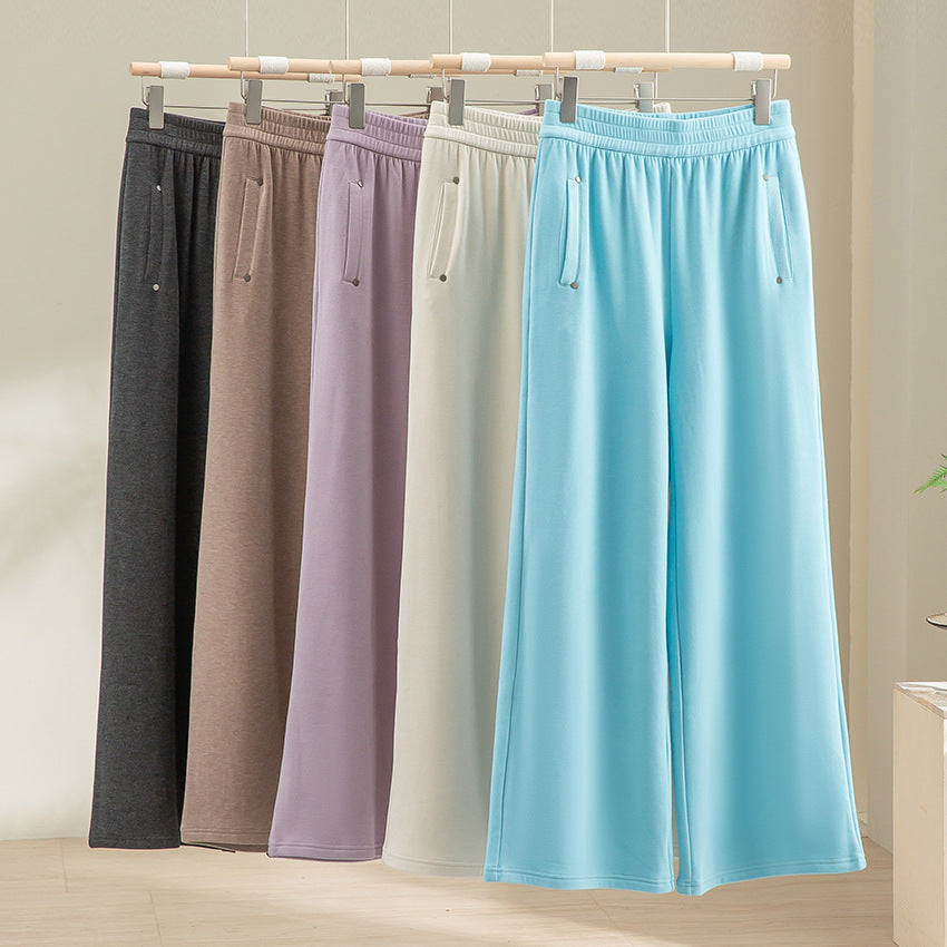 Damen Weite Satin-Loungehose mit elastischem Bund und Eingrifftaschen Echoarchiv