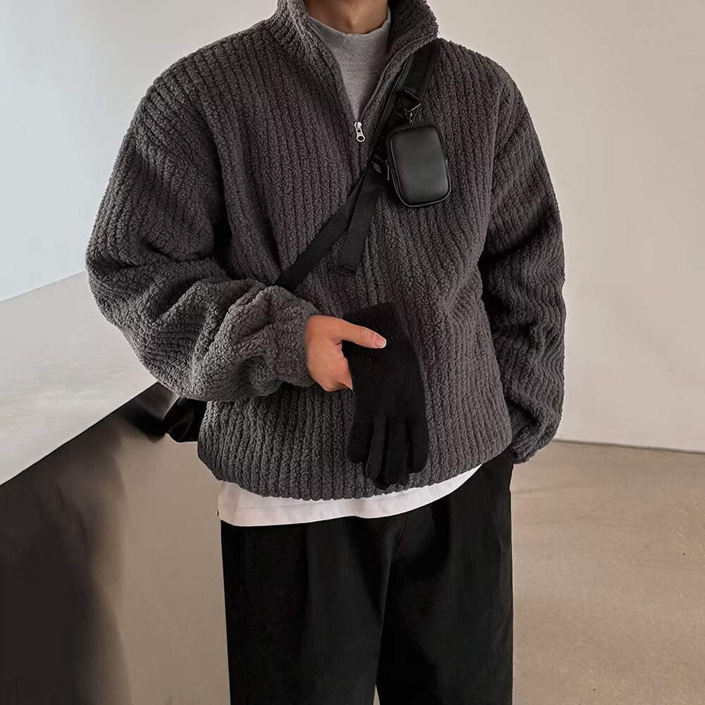 Herren Modische Oversized Jacke mit Stehkragen Echoarchiv