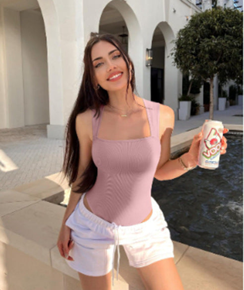 Damen Figurbetonter Bodysuit aus strukturiertem Ribstoff Echo Archiv