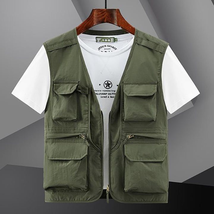 Herren Utility Outdoor-Weste mit Mehrfachtaschen und Frontreißverschluss – Marzano