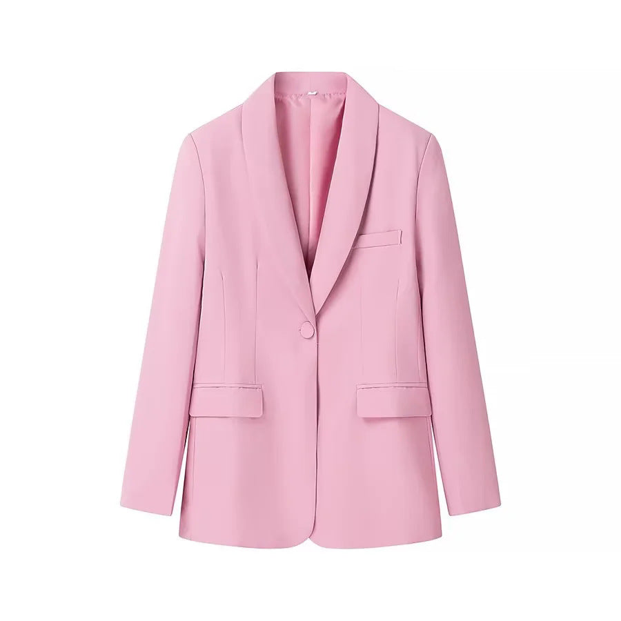 Damen taillierter Longblazer mit Schalkragen, verdecktem Knopfverschluss und Pattentaschen – Valéne