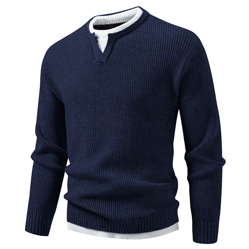 Herren Gerippter Strickpullover mit V-Notch und Lagenlook Echo Archiv