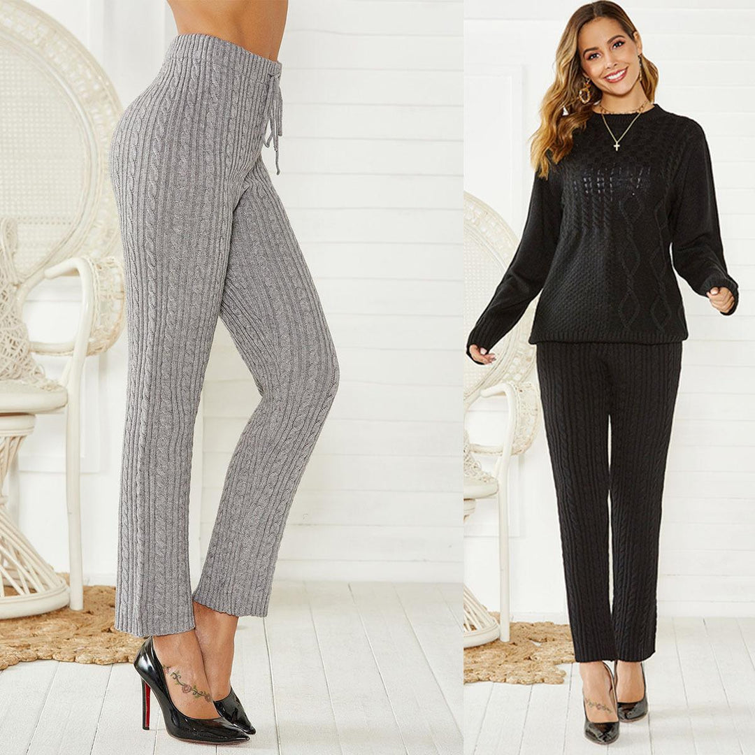 Damen Lockere Strickhose mit dezentem Zopfmuster Echo Archiv