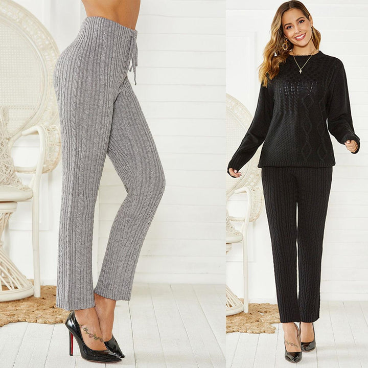Damen Lockere Strickhose mit dezentem Zopfmuster Echo Archiv