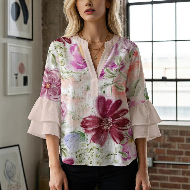 Damen Bluse mit voluminösen Ärmeln und floralem Design Echo Archiv