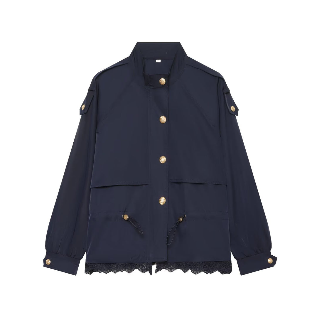 Damen leichte Parka-Jacke mit Kordelzug und Spitzensaum Echo Archiv