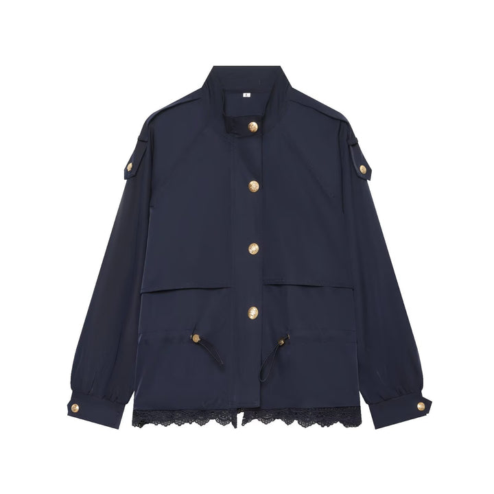 Damen leichte Parka-Jacke mit Kordelzug und Spitzensaum Echo Archiv