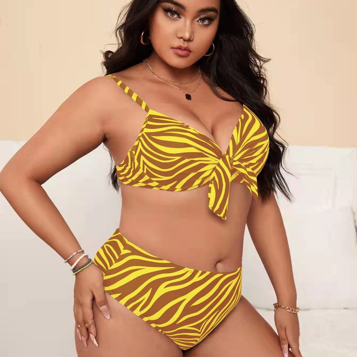 Damen Bikini-Set mit modischem Zebra-Muster und verstellbarem Knoten Echo Archiv