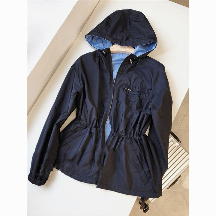 Damen Modische Übergangsjacke mit verstellbarem Bund Echoarchiv