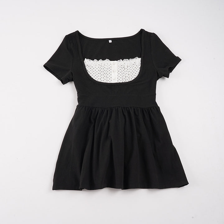 Damen Elegantes Minikleid mit Herz-Ausschnitt und verspieltem Rüschendesign Echo Archiv