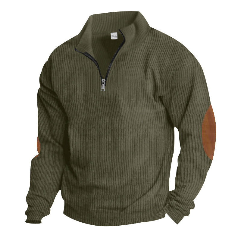 Herren Pullover mit Stehkragen und Lederapplikationen Echoarchiv