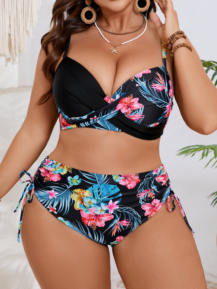 Damen Hochtailliertes Bikini-Set mit floralem Wickel-Top Echo Archiv