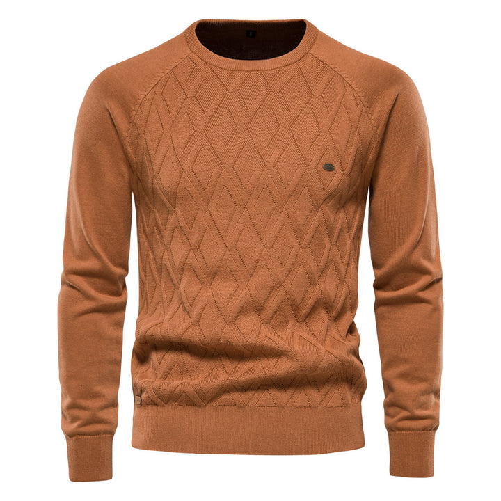 Herren Strickpullover mit strukturierter Rautenmuster-Optik und modischem Rundhalsausschnitt Echoarchiv