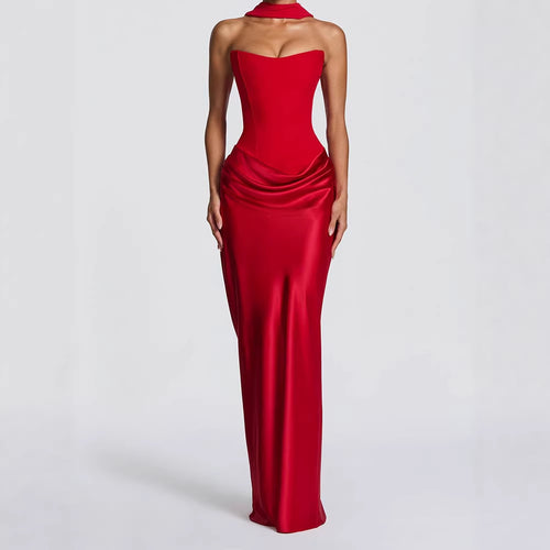 Damen Elegantes Langarm-Maxikleid mit raffinierten Drapierungen Echo Archiv