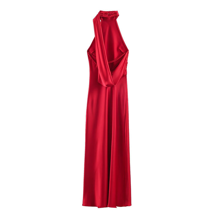 Damen Lange Abendrobe mit elegantem Kragen und Spitzenakzenten Echo Archiv