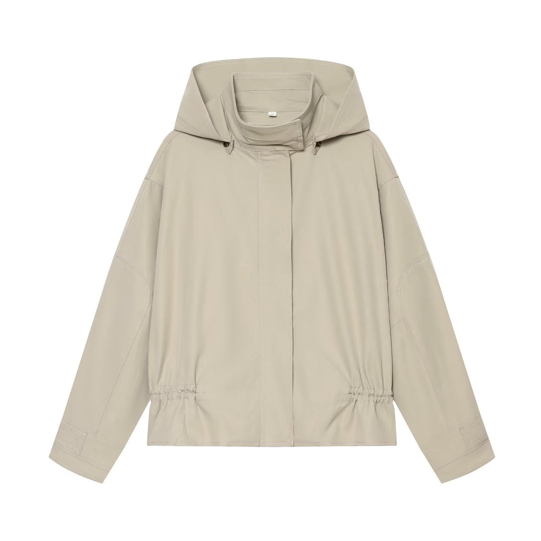 Damen Leichte Kapuzenjacke mit Tunnelzug-Taille und verdeckter Reißverschlussleiste Echo Archiv