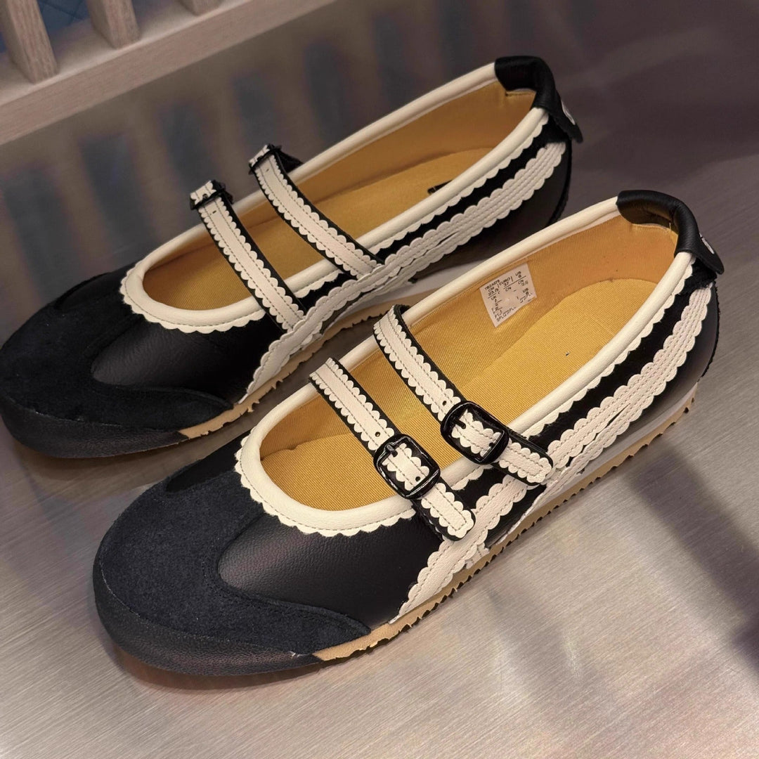 Damen Ballerinas mit verspieltem Riemendesign und hochwertiger Lederoberfläche Echoarchiv