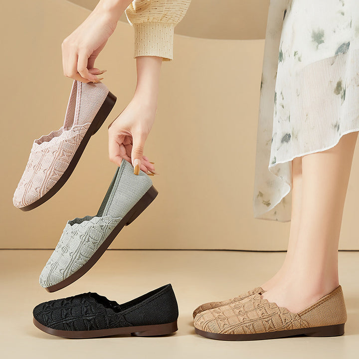 Damen nan gestrickter Komfort-Ballerina-Slipper mit elastischem Einstieg, geformter Polstersohle und rutschfester Flexlaufsohle Echo Archiv