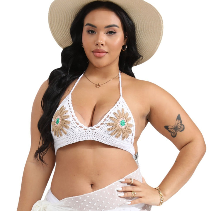 Damen gehäkelter Bikini-Oberteil mit floralen Applikationen Echo Archiv