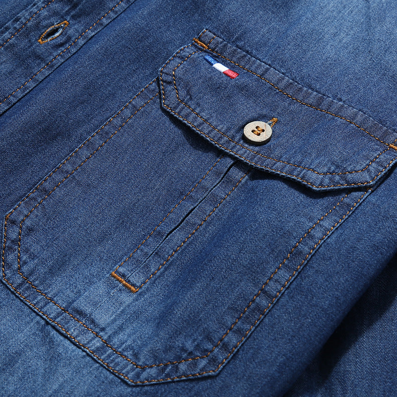 Herren Modisches Denim-Hemd mit Utility-Taschen Echo Archiv