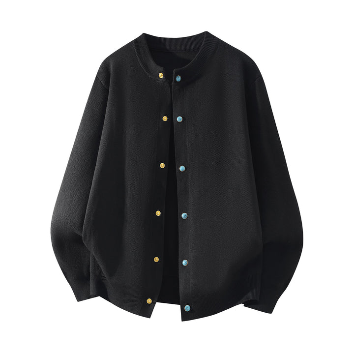 Unisex Oversize Strick‑Bomberjacke mit Druckknopfleiste, geripptem Bund & weicher Waffelstruktur Echoarchiv