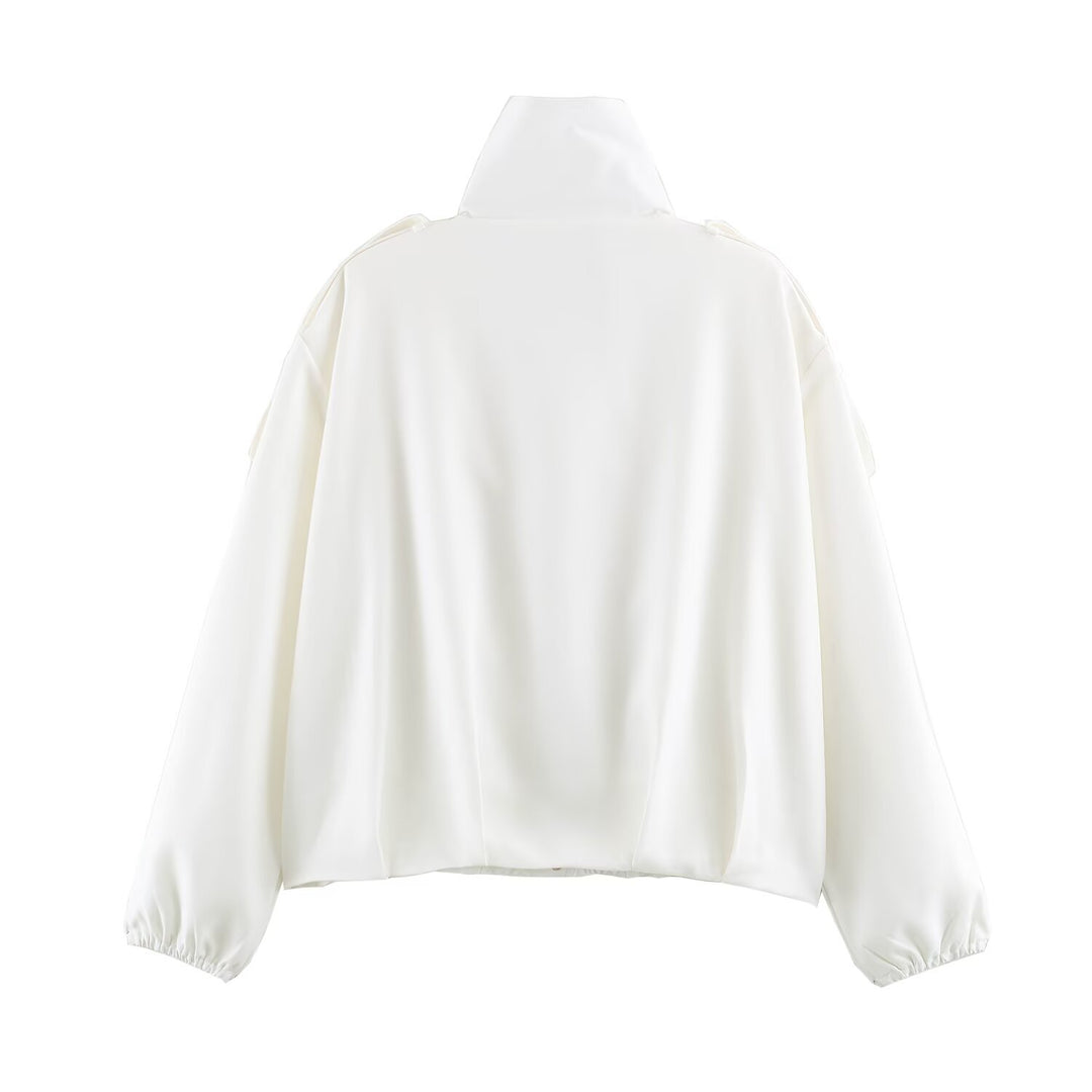 Damen Oversize-Blousonjacke mit hohem Stehkragen, Schulterpatten und elastischem Saum Echo Archiv