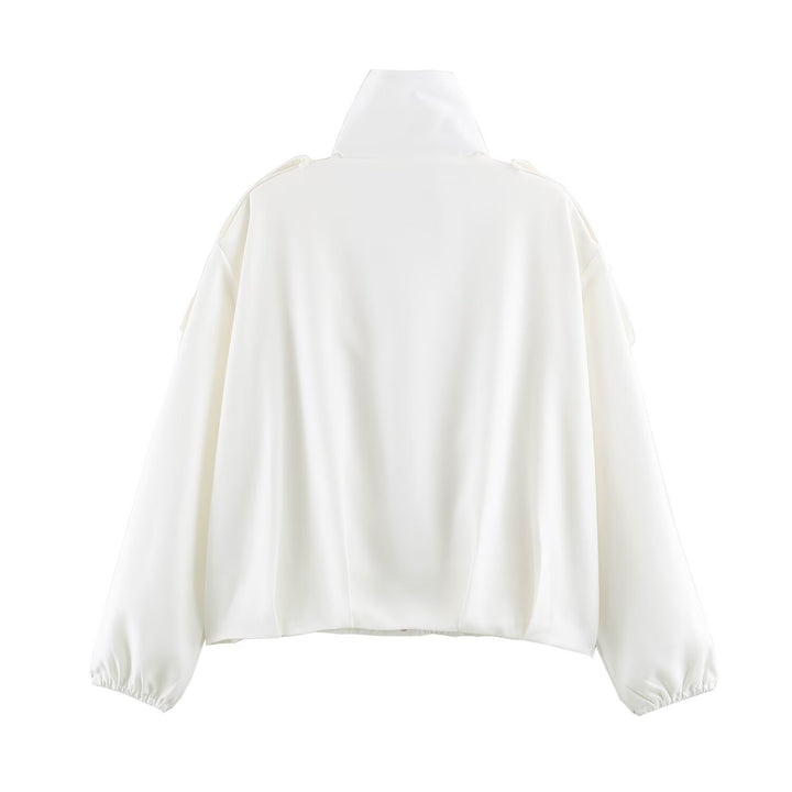 Damen Oversize-Blousonjacke mit hohem Stehkragen, Schulterpatten und elastischem Saum Echo Archiv