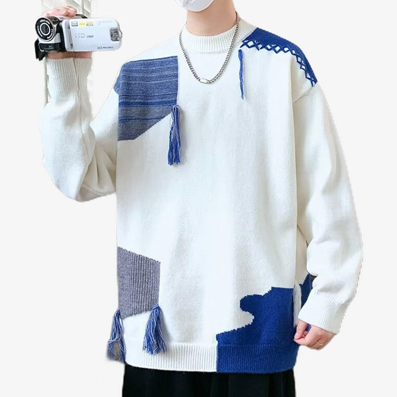 Herren Lässiger Grobstrickpullover mit kreativem Muster Echo Archiv