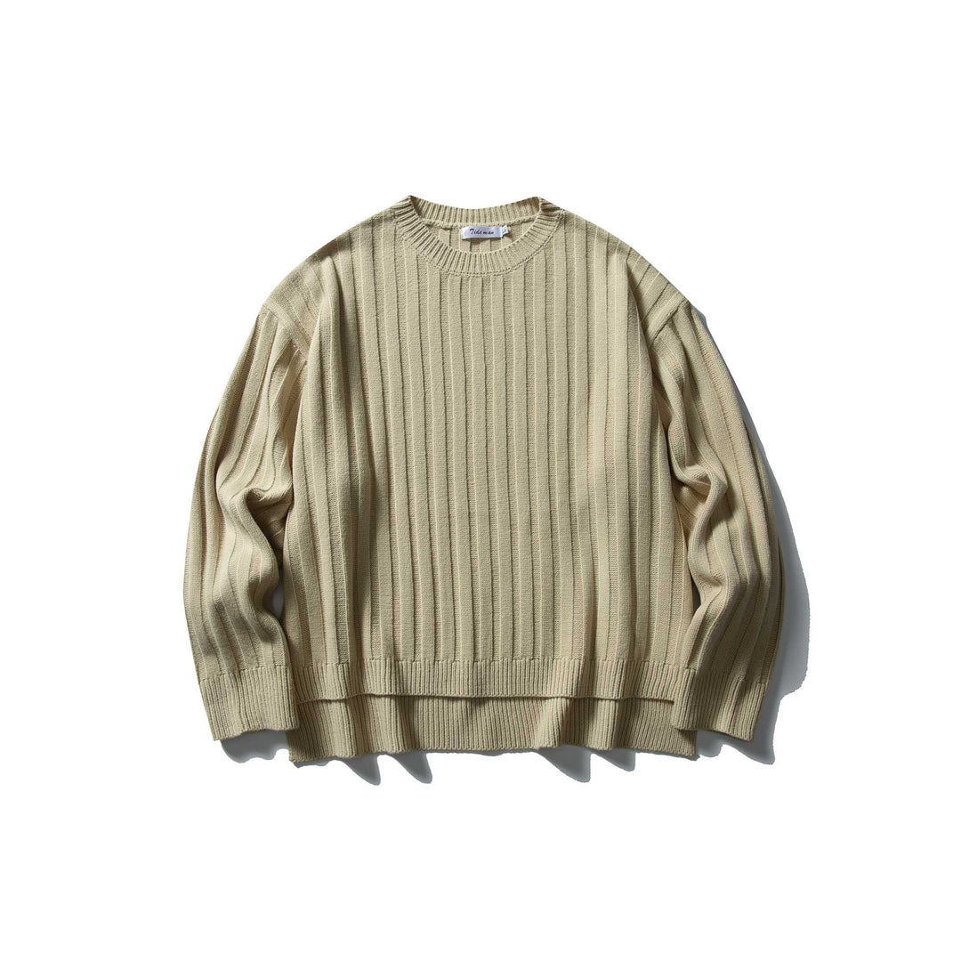 Unisex Grobgerippter Oversize-Pullover mit Rundhalsausschnitt Echoarchiv