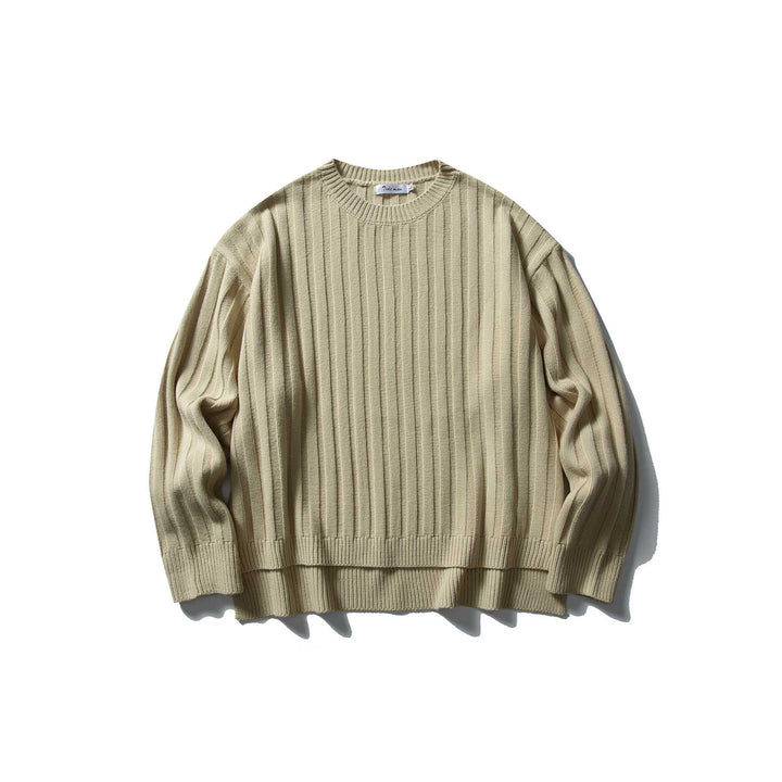 Unisex Grobgerippter Oversize-Pullover mit Rundhalsausschnitt Echoarchiv