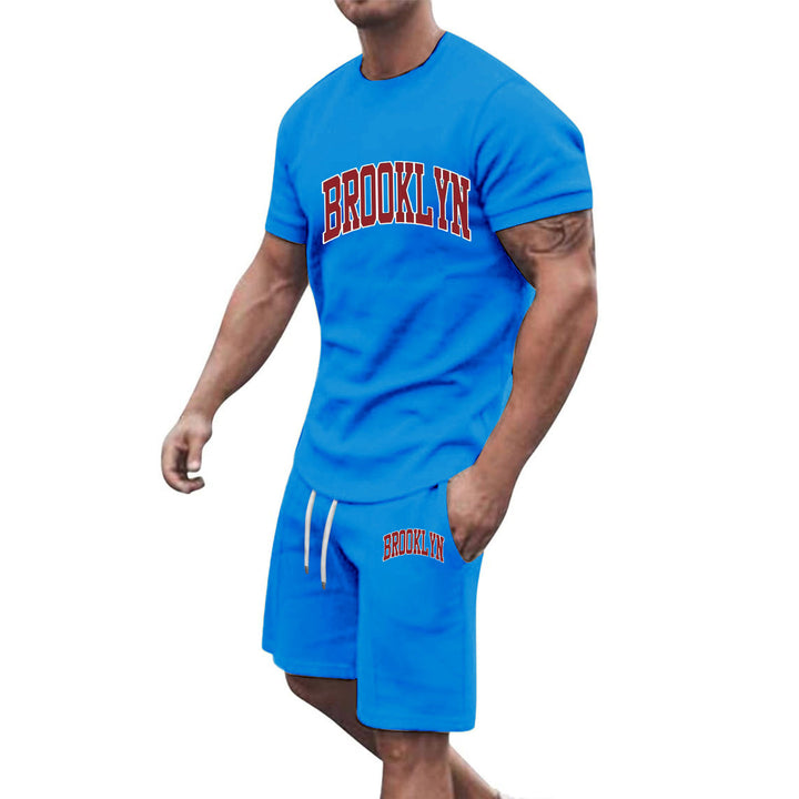 Herren Sportliche Baumwoll-Kurzarm-Pullover und Shorts Set Echoarchiv