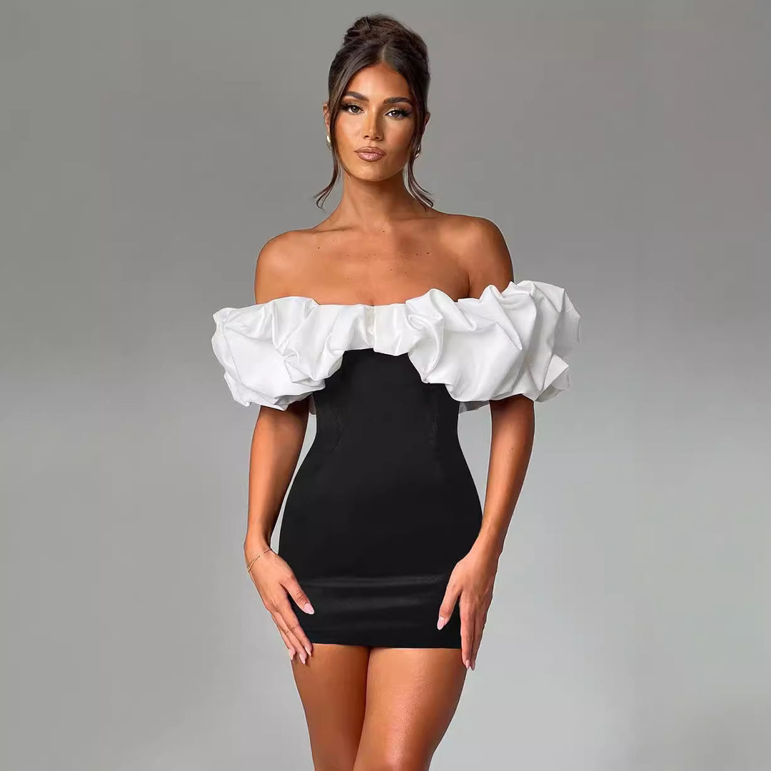 Damen Cocktailkleid mit voluminösen Rüschenärmeln Echo Archiv