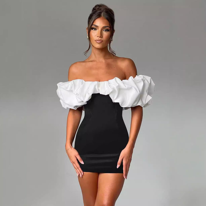 Damen Cocktailkleid mit voluminösen Rüschenärmeln Echo Archiv