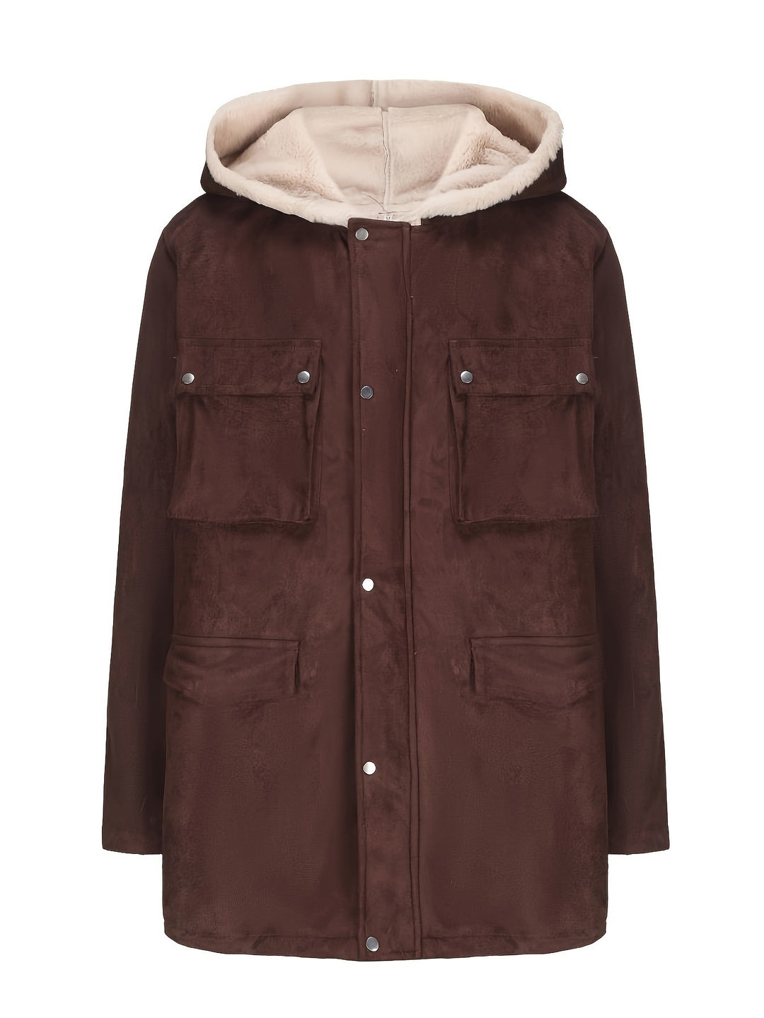 Herren Parka im Field‑Stil mit Teddyfutter in Kapuze, aufgesetzten Pattentaschen und Druckknopfverschluss Echoarchiv