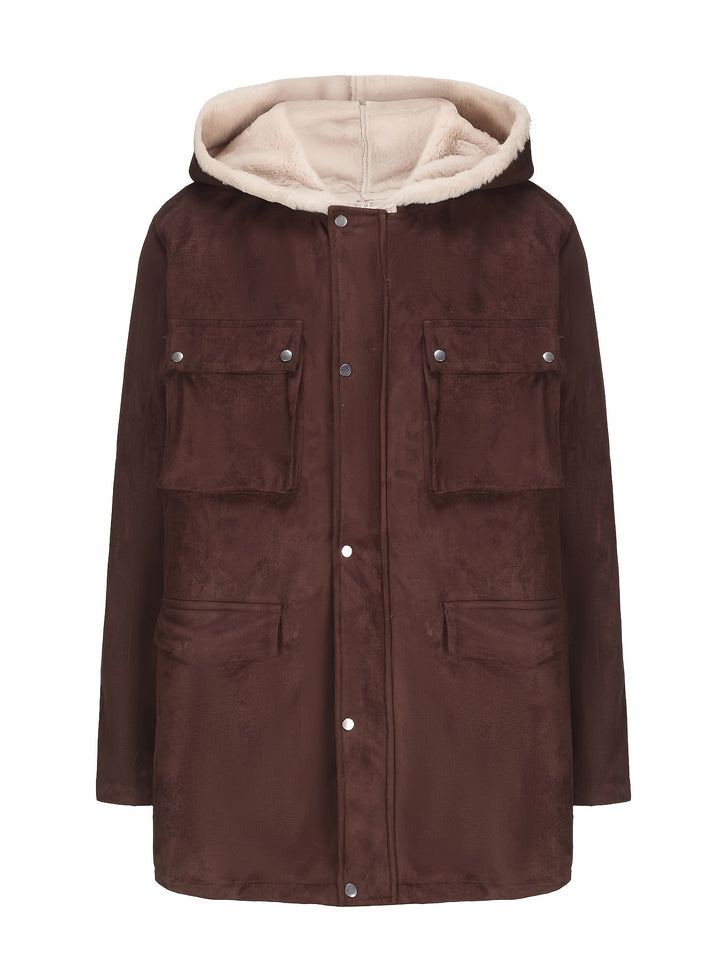 Herren Parka im Field‑Stil mit Teddyfutter in Kapuze, aufgesetzten Pattentaschen und Druckknopfverschluss Echoarchiv