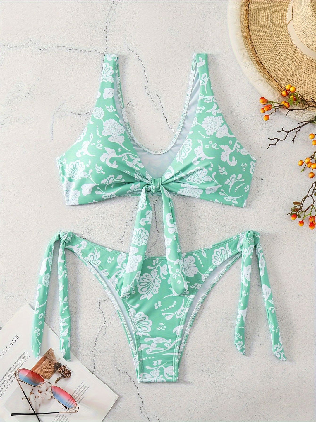 Damen Triangel-Bikini mit verspieltem Knoten-Detail Echo Archiv