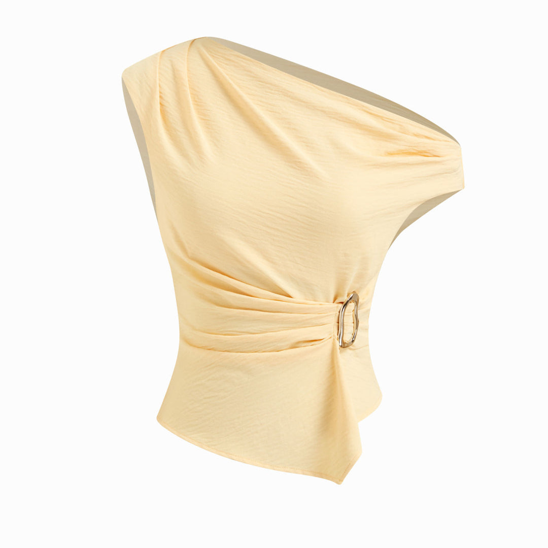 Damen Einseitig geschnittenes Top mit stylishen Drapierungen und dekorativem Gürtel Echo Archiv