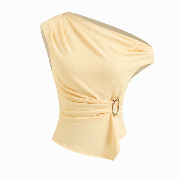 Damen Einseitig geschnittenes Top mit stylishen Drapierungen und dekorativem Gürtel Echo Archiv