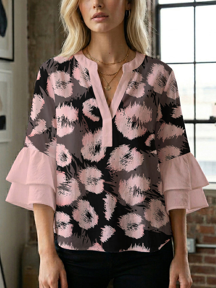 Damen Bluse mit Rüschendetails und auffälligem Animal-Print Echo Archiv