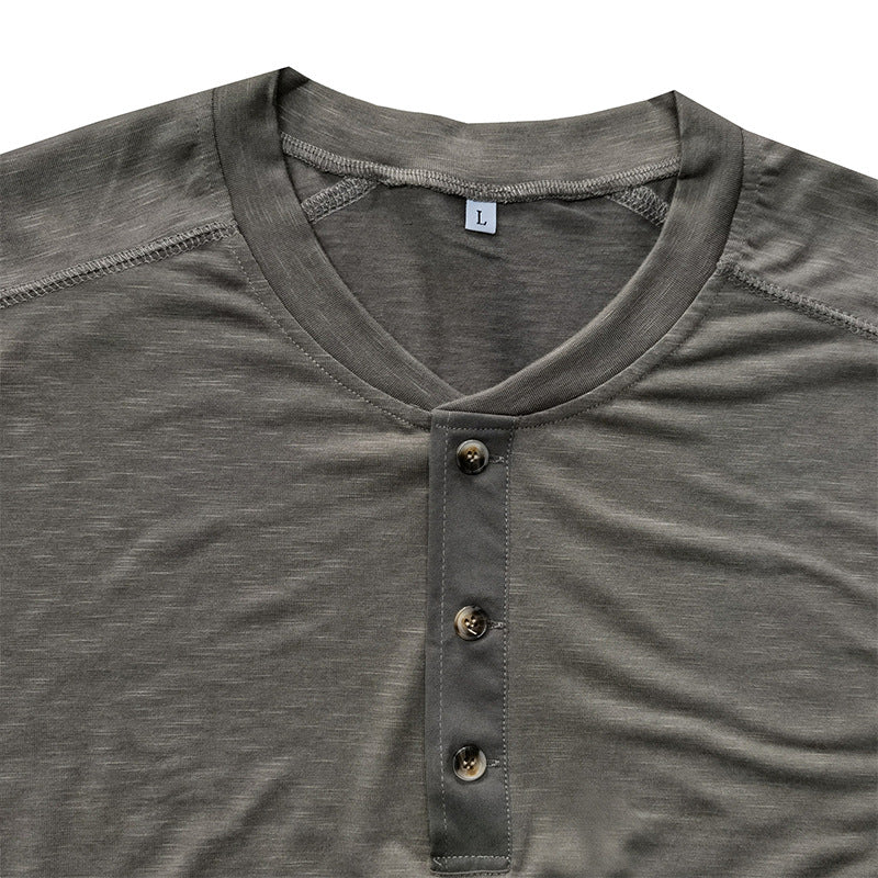 Herren Langarm-Henley-Shirt aus hochwertigem, atmungsaktivem Material Echoarchiv