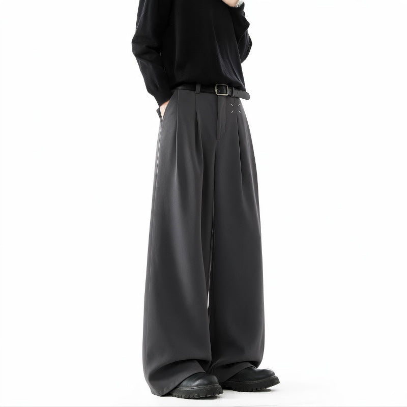 Herren Extrawide Palazzo-Hose mit hoher Taille, Bundfalten und weitem Bein Echoarchiv