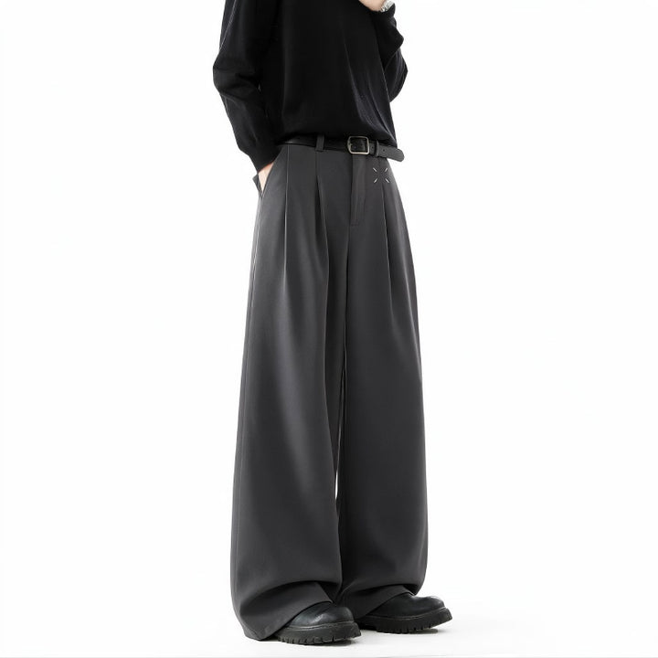 Herren Extrawide Palazzo-Hose mit hoher Taille, Bundfalten und weitem Bein Echoarchiv