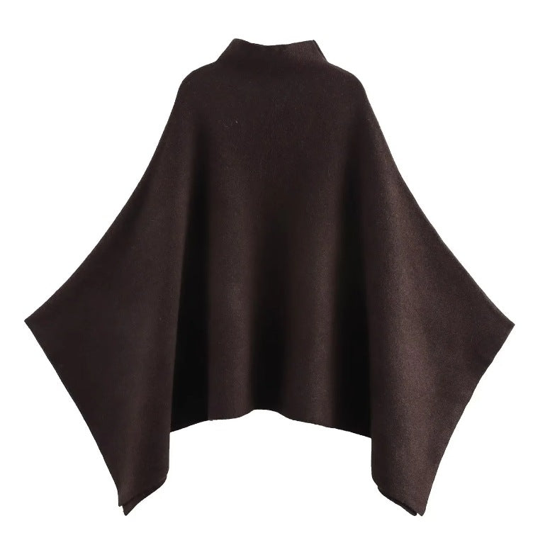 Damen 100+ feiner Oversize Poncho mit Stehkragen und asymmetrischem Saum Echo Archiv