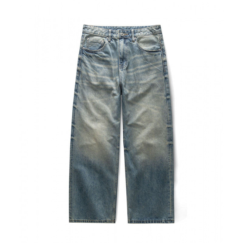 Damen Weitgeschnittene Straight‑Leg Jeans mit hoher Taille und Vintage‑Waschung Echo Archiv