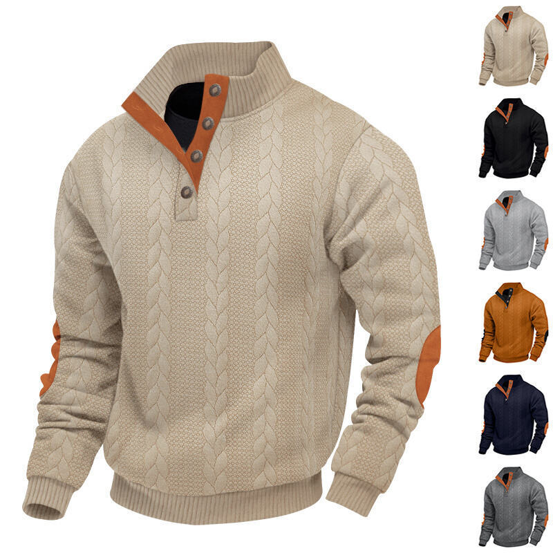 Herren Strickpullover mit hohem Kragen und strukturierter Oberfläche Echoarchiv
