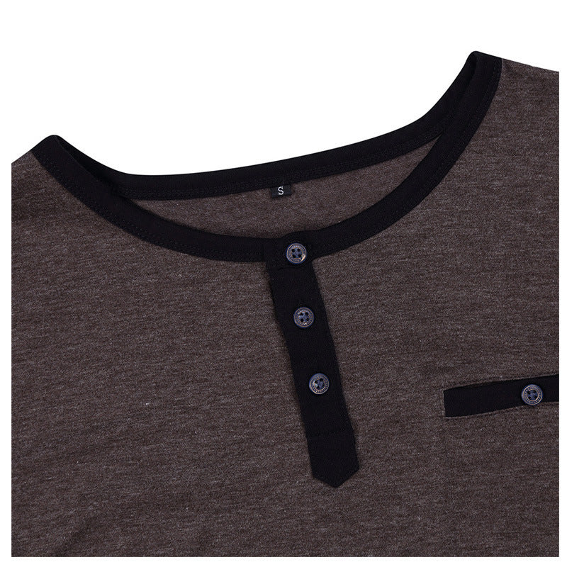Herren Kurzarm Henley-Shirt mit hochwertiger Knopfleiste und Brusttasche Echoarchiv