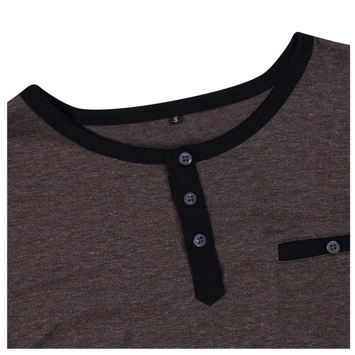 Herren Kurzarm Henley-Shirt mit hochwertiger Knopfleiste und Brusttasche Echoarchiv