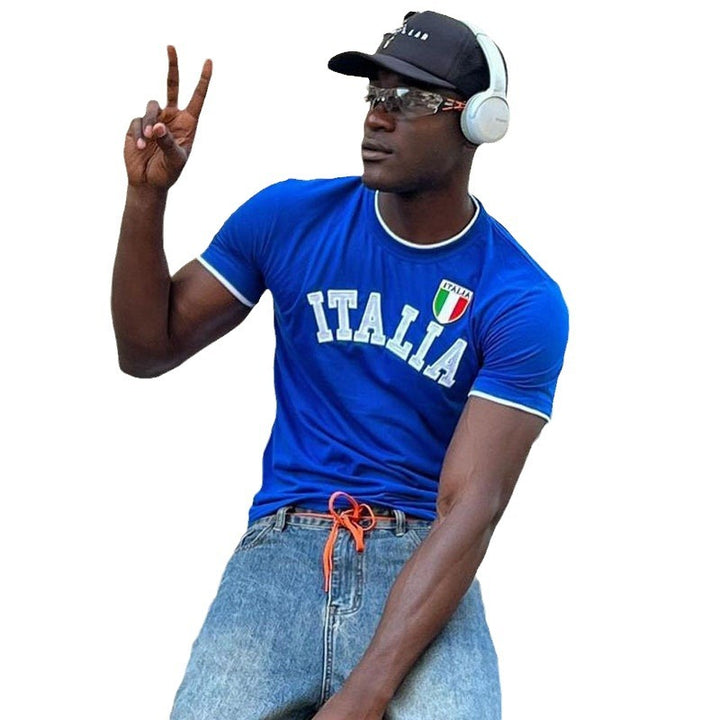 Herren sportliches T-Shirt mit Italia-Motiv und kontrastierenden Akzenten Echo Archiv
